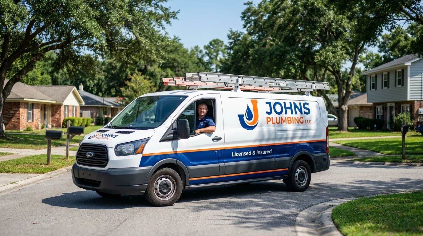 Johns Plumbing LLC service van in Hagerstown, MD