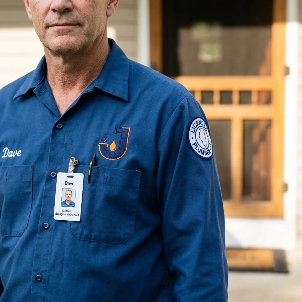 Licensed plumber showing ID badge in Hagerstown, MD