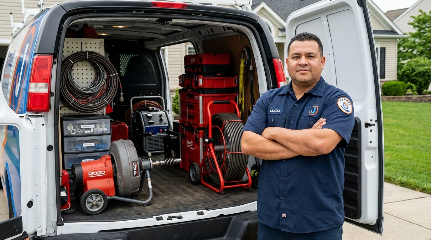 Professional drain cleaning equipment and Johns Plumbing LLC plumber in Hagerstown